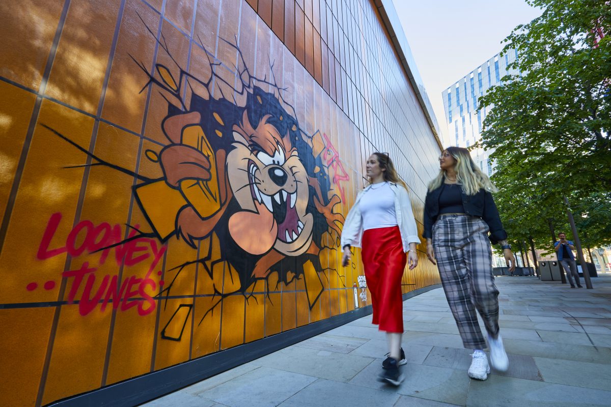 *** FREE FOR EDITORIAL USE ***
11 Iconic Looney Tunes characters have been unleashed on the streets of Manchester in a vibrant, outdoor art trail around the city that will be on display until the end of July. The artwork was created by street artist Captain Kris, and is a collaboration between Warner Bros, CityCo and Manchester BID, unveiled in the lead up to Space Jam: A New Legacy, out in cinemas on 16th July